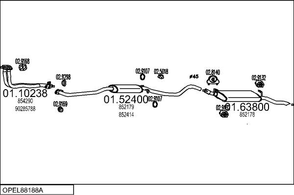 MTS OPEL88188A000829 - Система випуску ОГ autocars.com.ua