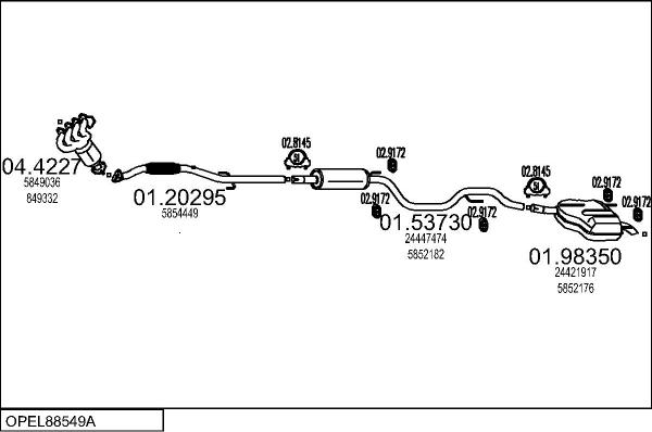 MTS OPEL88549A019280 - Система випуску ОГ autocars.com.ua