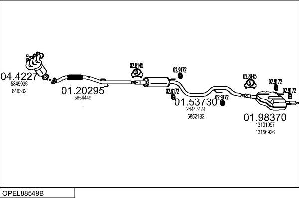 MTS OPEL88549B019280 - Система випуску ОГ autocars.com.ua