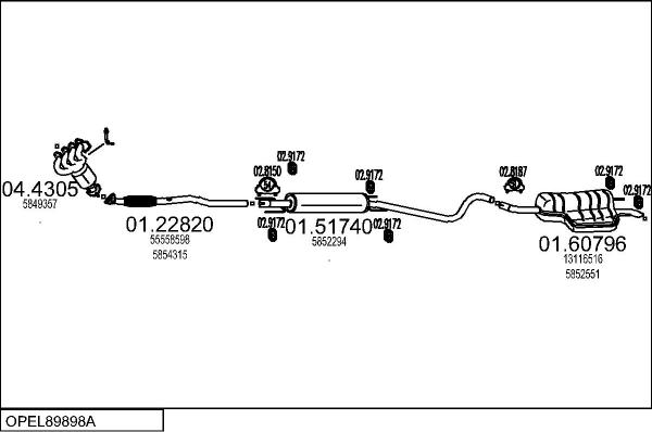 MTS OPEL89898A132592 - Система випуску ОГ autocars.com.ua