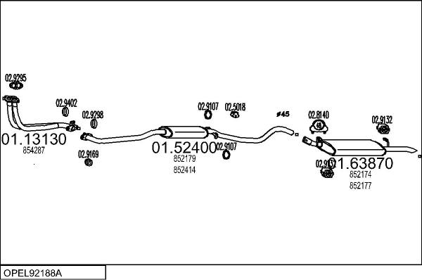 MTS OPEL92188A000808 - Система випуску ОГ autocars.com.ua