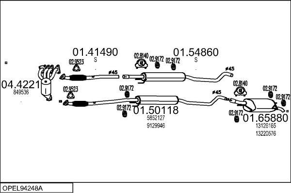 MTS OPEL94248A027980 - Система випуску ОГ autocars.com.ua