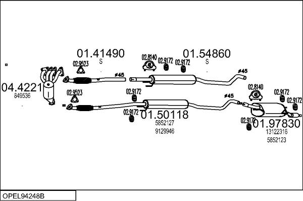 MTS OPEL94248B027980 - Система випуску ОГ autocars.com.ua