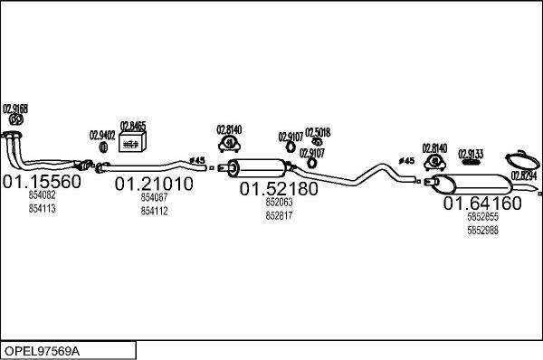 MTS OPEL97569A000610 - Система випуску ОГ autocars.com.ua