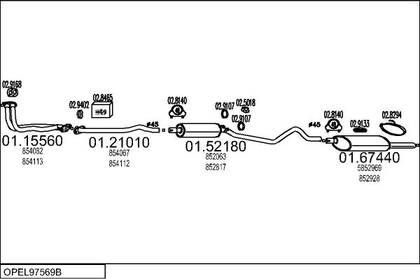 MTS OPEL97569B000610 - Система випуску ОГ autocars.com.ua