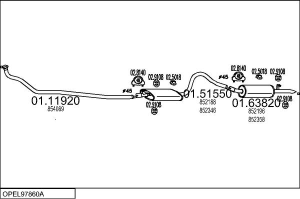 MTS OPEL97860A001183 - Система випуску ОГ autocars.com.ua