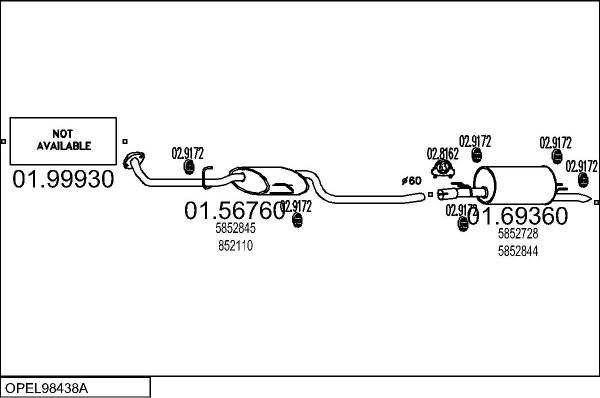 MTS OPEL98438A009007 - Система випуску ОГ autocars.com.ua