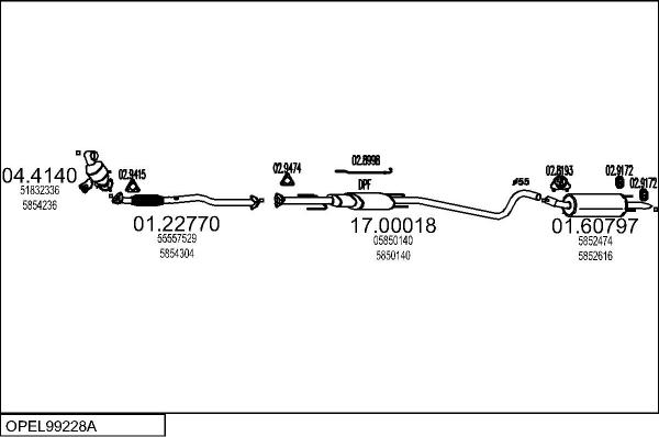 MTS OPEL99228A138677 - Система випуску ОГ autocars.com.ua