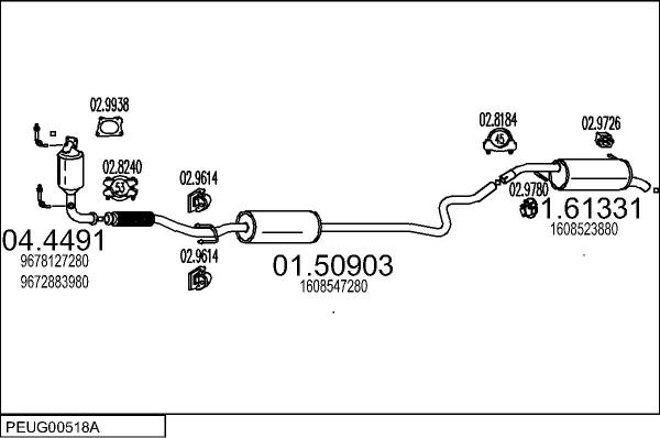 MTS PEUG00518A122065 - Система випуску ОГ autocars.com.ua