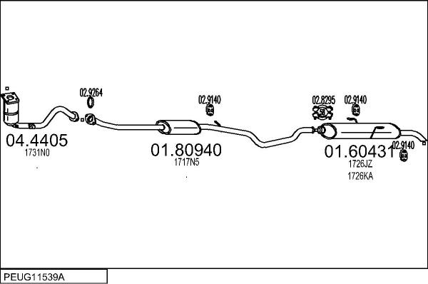 MTS PEUG11539A015555 - Система випуску ОГ autocars.com.ua