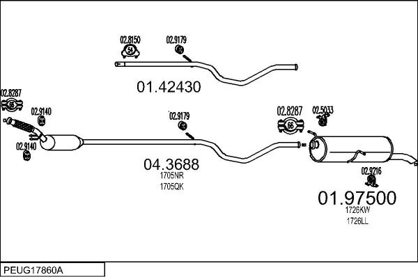 MTS PEUG17860A016614 - Система випуску ОГ autocars.com.ua