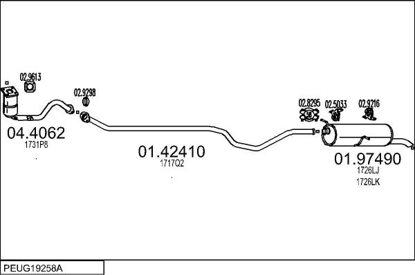 MTS PEUG19258A020847 - Система випуску ОГ autocars.com.ua