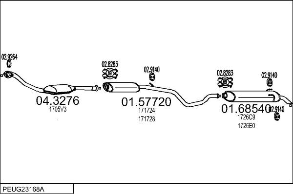 MTS PEUG23168A012483 - Система випуску ОГ autocars.com.ua