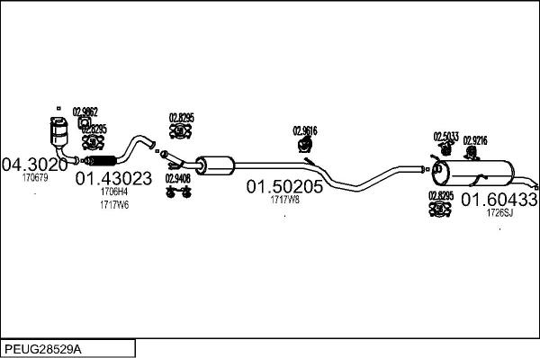 MTS PEUG28529A017990 - Система випуску ОГ autocars.com.ua