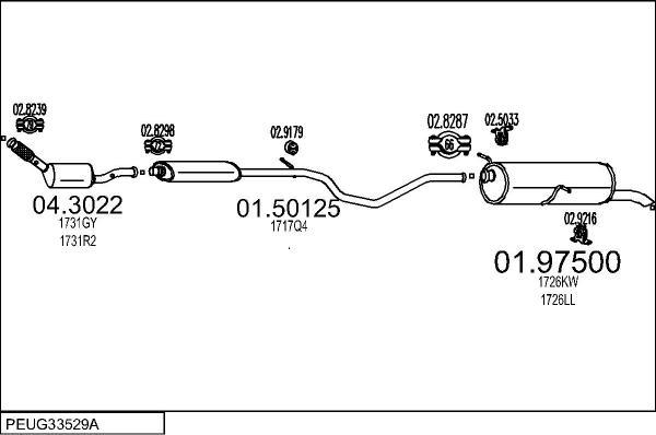 MTS PEUG33529A016613 - Система випуску ОГ autocars.com.ua