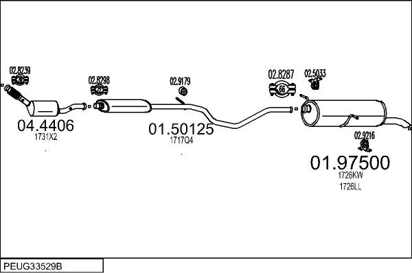 MTS PEUG33529B016613 - Система випуску ОГ autocars.com.ua