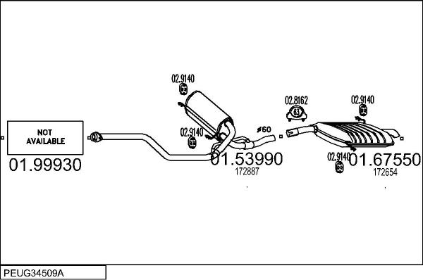 MTS PEUG34509A002457 - Система випуску ОГ autocars.com.ua