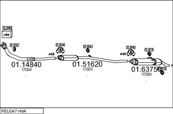 MTS PEUG47149A017621 - Система випуску ОГ autocars.com.ua