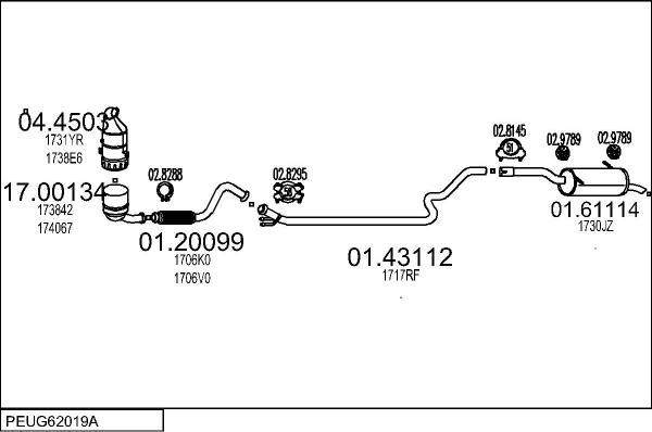 MTS PEUG62019A058890 - Система випуску ОГ autocars.com.ua