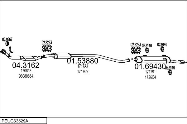 MTS PEUG63529A003731 - Система випуску ОГ autocars.com.ua