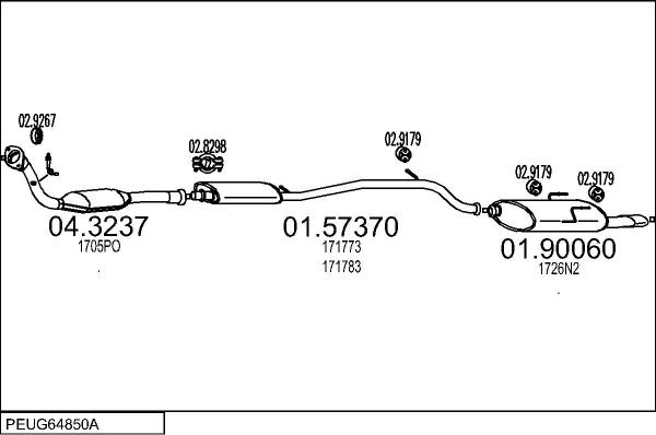 MTS PEUG64850A005627 - Система випуску ОГ autocars.com.ua