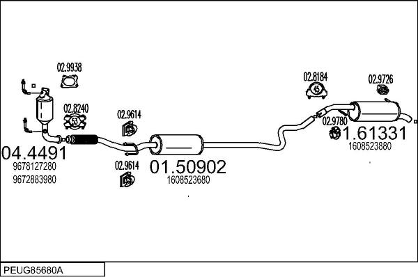 MTS PEUG85680A033804 - Система випуску ОГ autocars.com.ua
