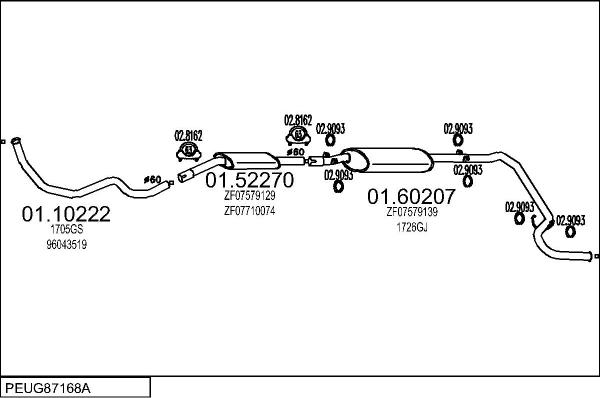 MTS PEUG87168A128950 - Система випуску ОГ autocars.com.ua
