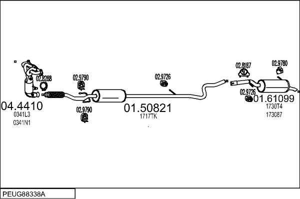 MTS PEUG88338A058571 - Система випуску ОГ autocars.com.ua