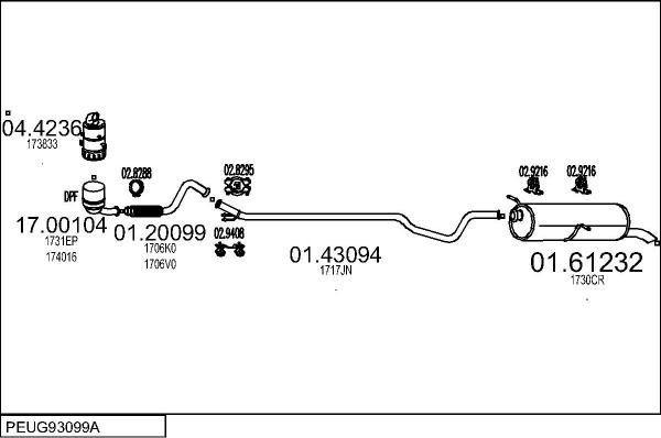 MTS PEUG93099A030823 - Система випуску ОГ autocars.com.ua