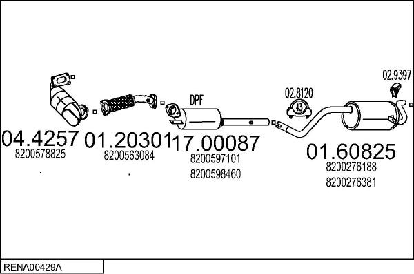 MTS RENA00429A023047 - Система випуску ОГ autocars.com.ua