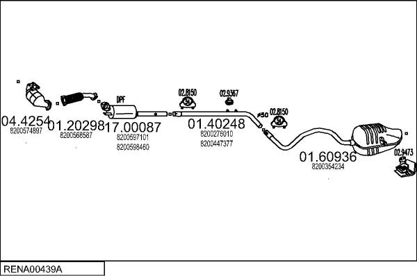 MTS RENA00439A019400 - Система випуску ОГ autocars.com.ua