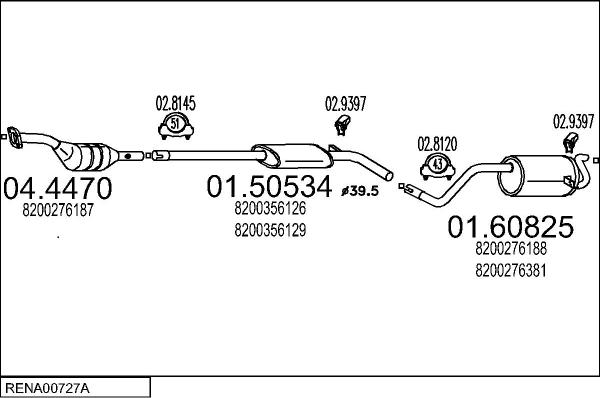 MTS RENA00727A029989 - Система випуску ОГ autocars.com.ua