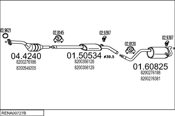 MTS RENA00727B029989 - Система випуску ОГ autocars.com.ua