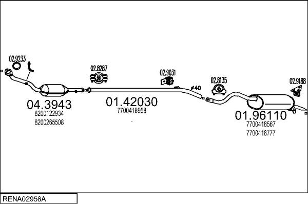 MTS RENA02958A016020 - Система випуску ОГ autocars.com.ua
