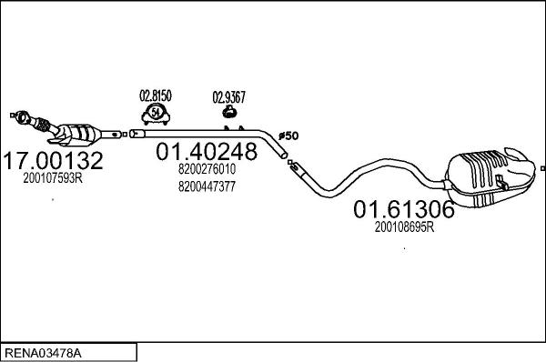MTS RENA03478A100413 - Система випуску ОГ autocars.com.ua