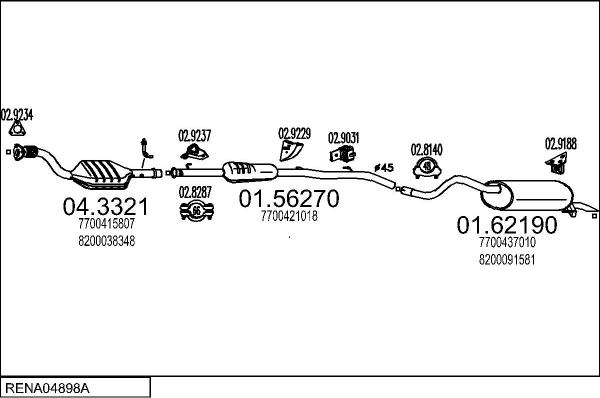 MTS RENA04898A014184 - Система випуску ОГ autocars.com.ua
