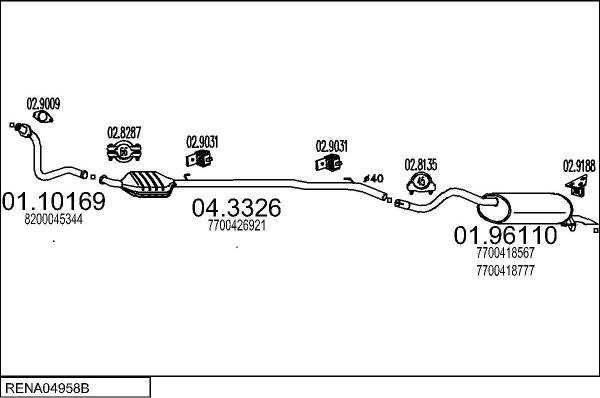 MTS RENA04958B028365 - Система випуску ОГ autocars.com.ua