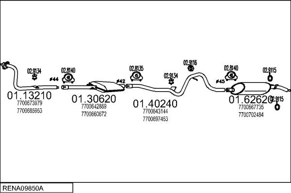 MTS RENA09850A002039 - Система випуску ОГ autocars.com.ua