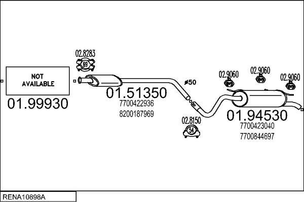 MTS RENA10898A022655 - Система випуску ОГ autocars.com.ua