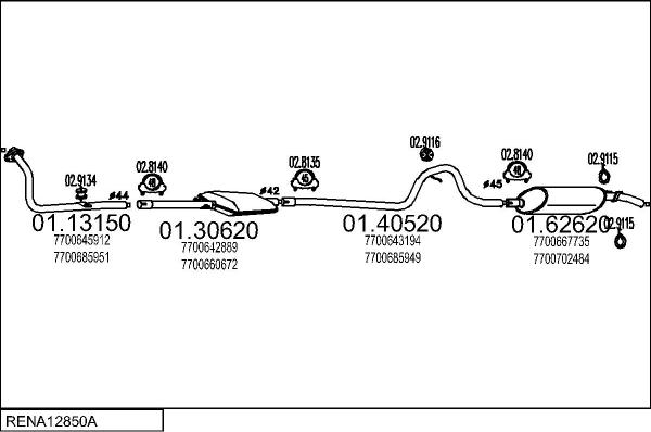 MTS RENA12850A002040 - Система випуску ОГ autocars.com.ua