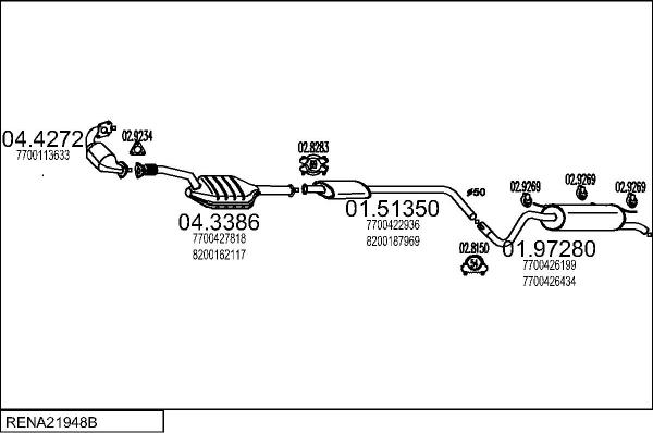 MTS RENA21948B134596 - Система випуску ОГ autocars.com.ua