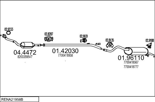 MTS RENA21958B057126 - Система випуску ОГ autocars.com.ua