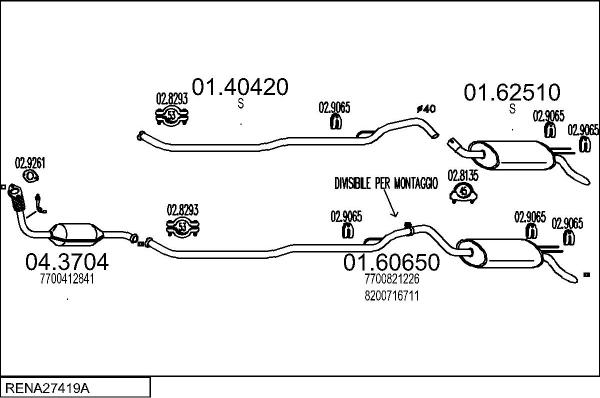MTS RENA27419A005658 - Система випуску ОГ autocars.com.ua