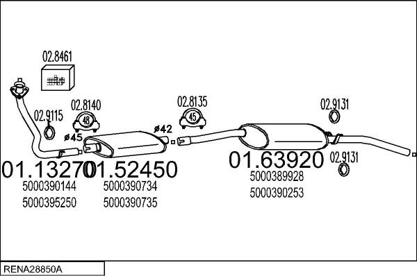 MTS RENA28850A027738 - Система випуску ОГ autocars.com.ua