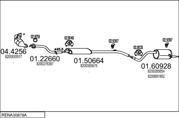 MTS RENA30878A011057 - Система випуску ОГ autocars.com.ua