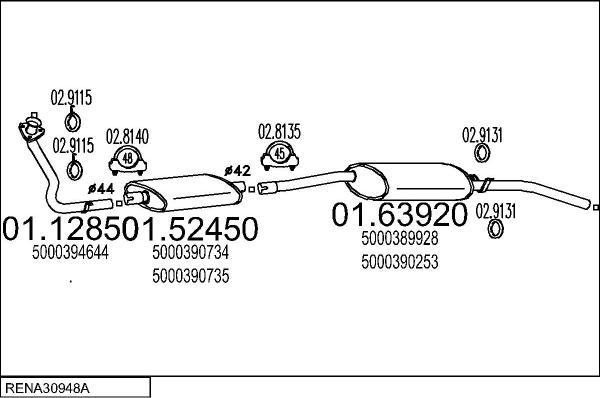 MTS RENA30948A013921 - Система випуску ОГ autocars.com.ua