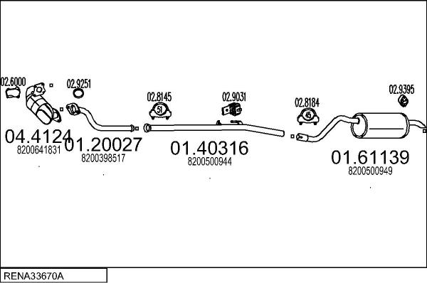 MTS RENA33670A023487 - Система випуску ОГ autocars.com.ua