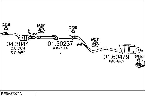 MTS RENA37079A023060 - Система випуску ОГ autocars.com.ua