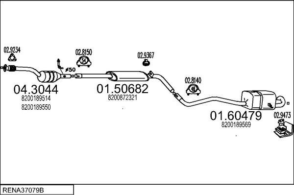 MTS RENA37079B023060 - Система випуску ОГ autocars.com.ua