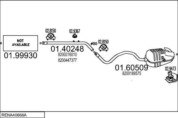 MTS RENA40668A023070 - Система випуску ОГ autocars.com.ua